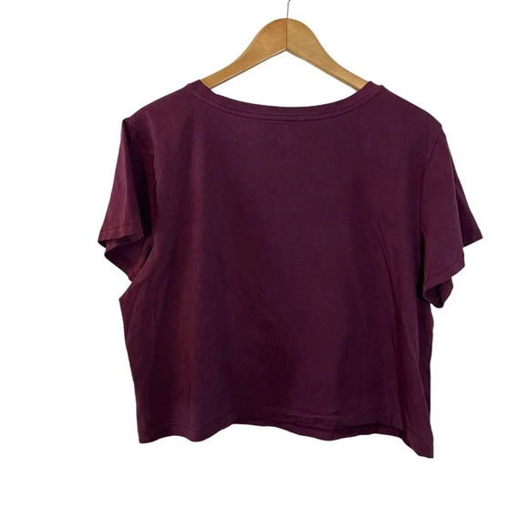 Universal Thread Cropped Eggplant Purple Top Womens Plus Size XXL Plain Basic - Picture 2 of 3